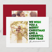 ELEGANTE VROLIJKE KERST & NIEUWJAAR FAUX GROENE FO FEESTDAGENKAART (Voorkant / Achterkant)