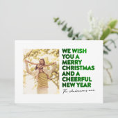 ELEGANTE VROLIJKE KERST & NIEUWJAAR FAUX GROENE FO FEESTDAGENKAART (Staand voorkant)