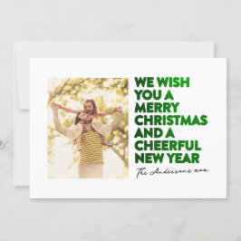 ELEGANTE VROLIJKE KERST & NIEUWJAAR FAUX GROENE FO FEESTDAGENKAART