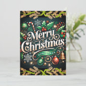 Elegante vrolijke kerst party uitnodiging (Staand voorkant)