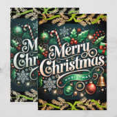 Elegante vrolijke kerst party uitnodiging (Voorkant / Achterkant)