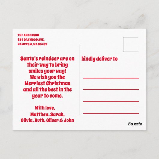 Elegante vrolijke kerst rendieren vakantie briefkaart (Achterkant)