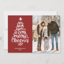 Elegante vrolijke kerst rode familie foto feestdagenkaart