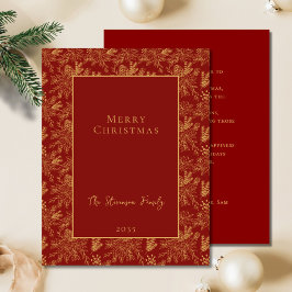 Elegante vrolijke kerst rode gouden poinsettia den feestdagenkaart