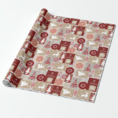 Elegante vrolijke kerst rood goud collage cadeaupapier (Uitgerold)