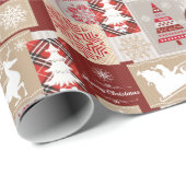 Elegante vrolijke kerst rood goud collage cadeaupapier (Rol Hoek)