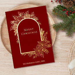 Elegante Vrolijke Kerst Rood Goud Folie Vakantie K Feestdagenkaart