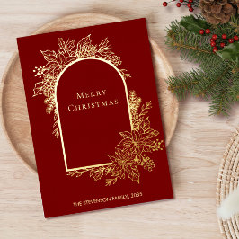 Elegante Vrolijke Kerst Rood Goud Folie Vakantie K Folie Feestdagenkaart