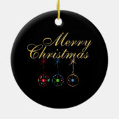 Elegante vrolijke kerst sneeuwvlok kunst keramisch ornament (Achterkant)