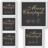 Elegante vrolijke kerst sneeuwvlok kunst sticker (Voorkant)