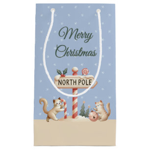 Elegante vrolijke kerst speelse katjes, naam klein cadeauzakje