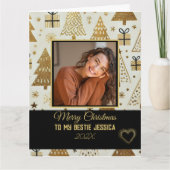 Elegante vrolijke kerstbestie zwart en goud kaart (Voorkant)