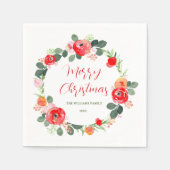 Elegante Vrolijke Kerstbloem Krans Kerstmis Servet (Voorkant)