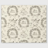 Elegante  vrolijke kerstbogen Beige Toile Cadeaupapier (Vlak)