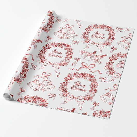Elegante  vrolijke kerstbogen rood toilet cadeaupapier (Uitgerold)