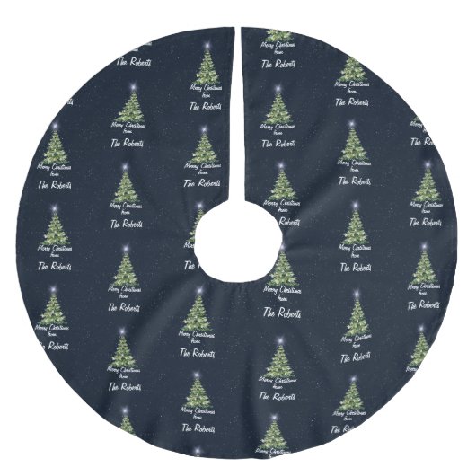 Elegante vrolijke kerstbomen Navy Blue Holiday Kerstboom Rok (Voorkant)