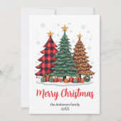 Elegante vrolijke kerstbomen niet foto feestdagenkaart (Voorkant)