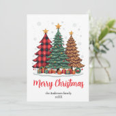 Elegante vrolijke kerstbomen niet foto feestdagenkaart (Staand voorkant)