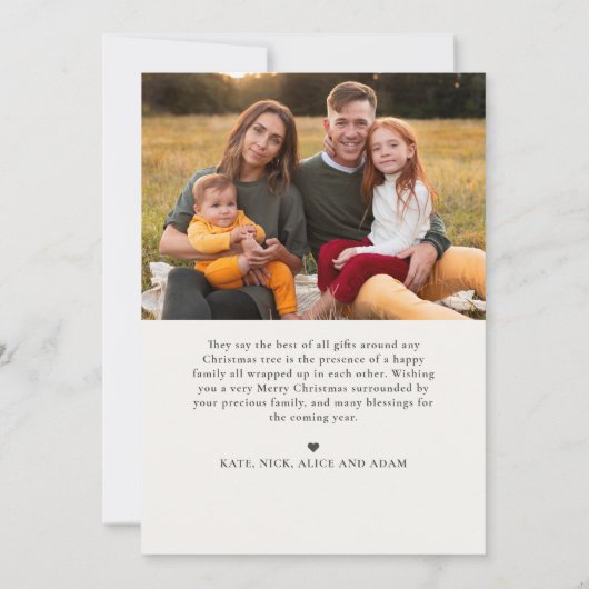 Elegante Vrolijke Kerstboom 4 Foto Familie Nieuws Feestdagenkaart (Achterkant)