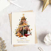 Elegante Vrolijke Kerstboom 4 Foto Familie Nieuws Feestdagenkaart