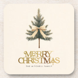 Elegante Vrolijke Kerstboom Boog Familie Bier Onderzetter