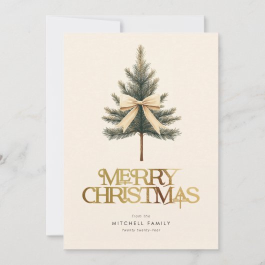 Elegante Vrolijke Kerstboom Boog Familie Feestdagenkaart (Voorkant)
