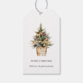 Elegante vrolijke kerstboom cadeaulabel (Voorkant)