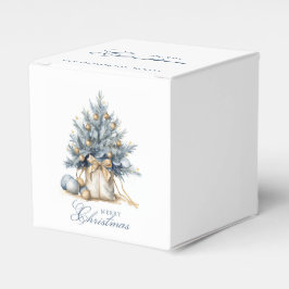 Elegante Vrolijke Kerstboom Goud Blauw Aangepaste  Bedankdoosjes