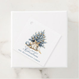 Elegante Vrolijke Kerstboom Goud Blauw Aangepaste  Bedankjes Labels