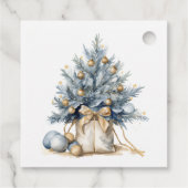 Elegante Vrolijke Kerstboom Goud Blauw Aangepaste Bedankjes Labels (Achterkant)
