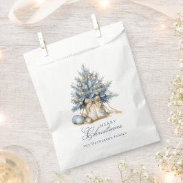 Elegante Vrolijke Kerstboom Goud Blauw Aangepaste  Bedankzakje