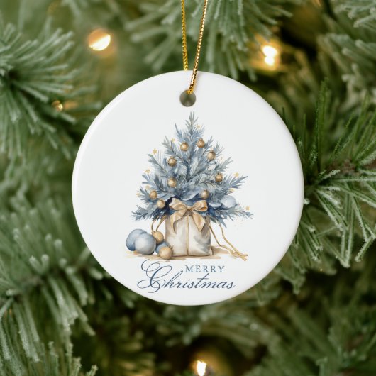 Elegante Vrolijke Kerstboom Goud Custom Photo Keramisch Ornament (Boom)