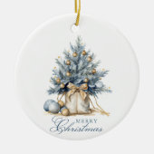 Elegante Vrolijke Kerstboom Goud Custom Photo Keramisch Ornament (Voorkant)