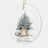 Elegante Vrolijke Kerstboom Goud Custom Photo Keramisch Ornament (Links)