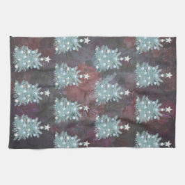 Elegante vrolijke kerstboom keukenhanddoek