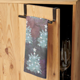 Elegante vrolijke kerstboom keukenhanddoek