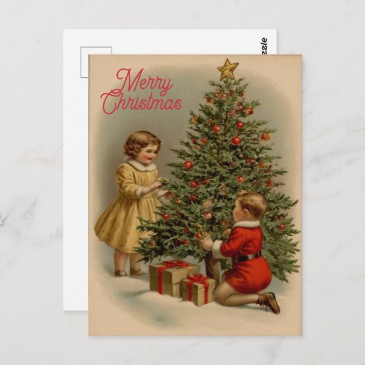 Elegante vrolijke kerstboom met Cadeaus Briefkaart (Voorkant / Achterkant)