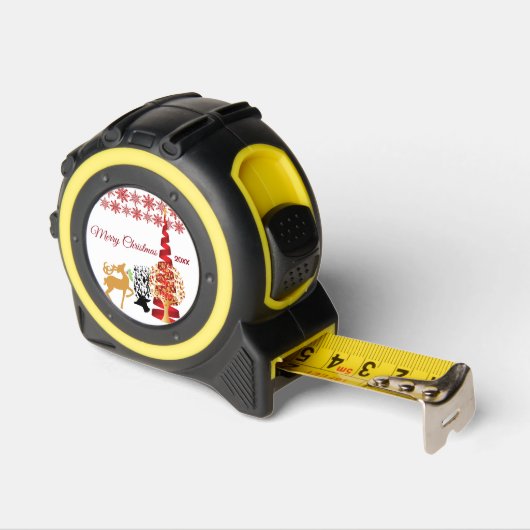 Elegante Vrolijke Kerstboom Rendieren Sneeuwvlokke Rolmaat (Hoek)