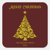 Elegante vrolijke kerstboom Stickers Maroon Red (Voorkant)