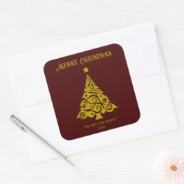Elegante vrolijke kerstboom Stickers Maroon Red