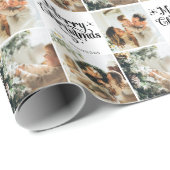 Elegante vrolijke kerstfamilie 3 foto collage cadeaupapier (Rol Hoek)