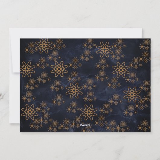 Elegante vrolijke kerstfoto blauw feestdagenkaart (Achterkant)