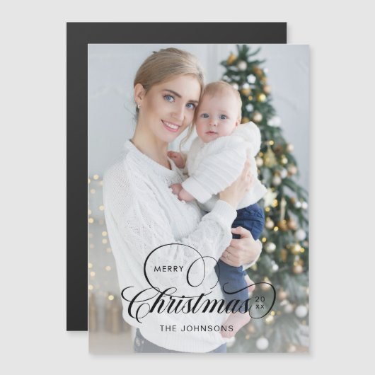 Elegante vrolijke kerstkalligrafie 1-Foto (Voorkant / Achterkant)