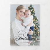 Elegante vrolijke kerstkalligrafie 1-Foto Drieluik Wenskaart (Cover)