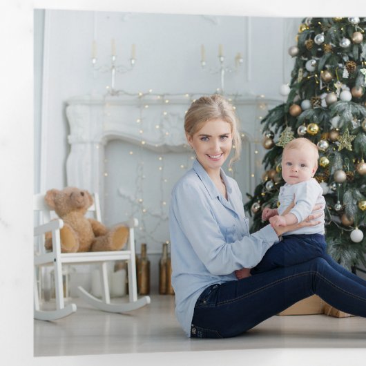 Elegante vrolijke kerstkalligrafie 1-Foto Drieluik Wenskaart (Binnenzijde eerst)