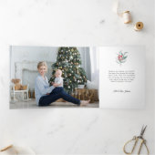 Elegante vrolijke kerstkalligrafie 1-Foto Drieluik Wenskaart (Binnen)