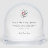 Elegante vrolijke kerstkalligrafie 1-Foto Sneeuwbol (Achterkant)