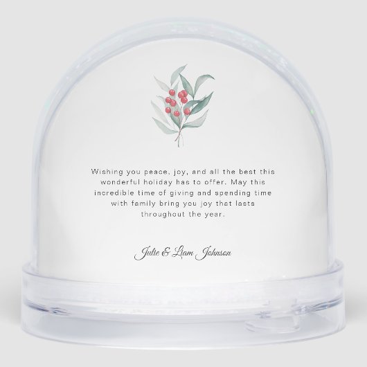 Elegante vrolijke kerstkalligrafie 1-Foto Sneeuwbol (Achterkant)