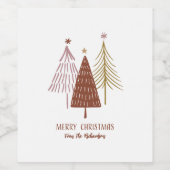 Elegante Vrolijke Kerstmis Feestelijke Bomen Vakan Wijn Etiket (Enkel label)