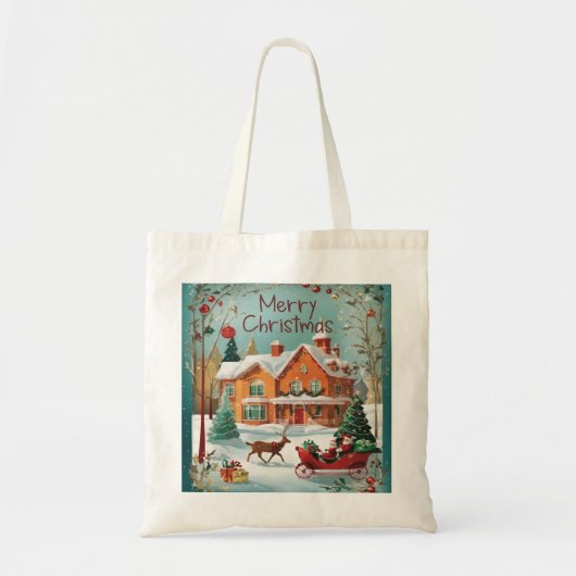 Elegante Vrolijke Kerstmis Feestelijke Canvas tas (Voorkant)